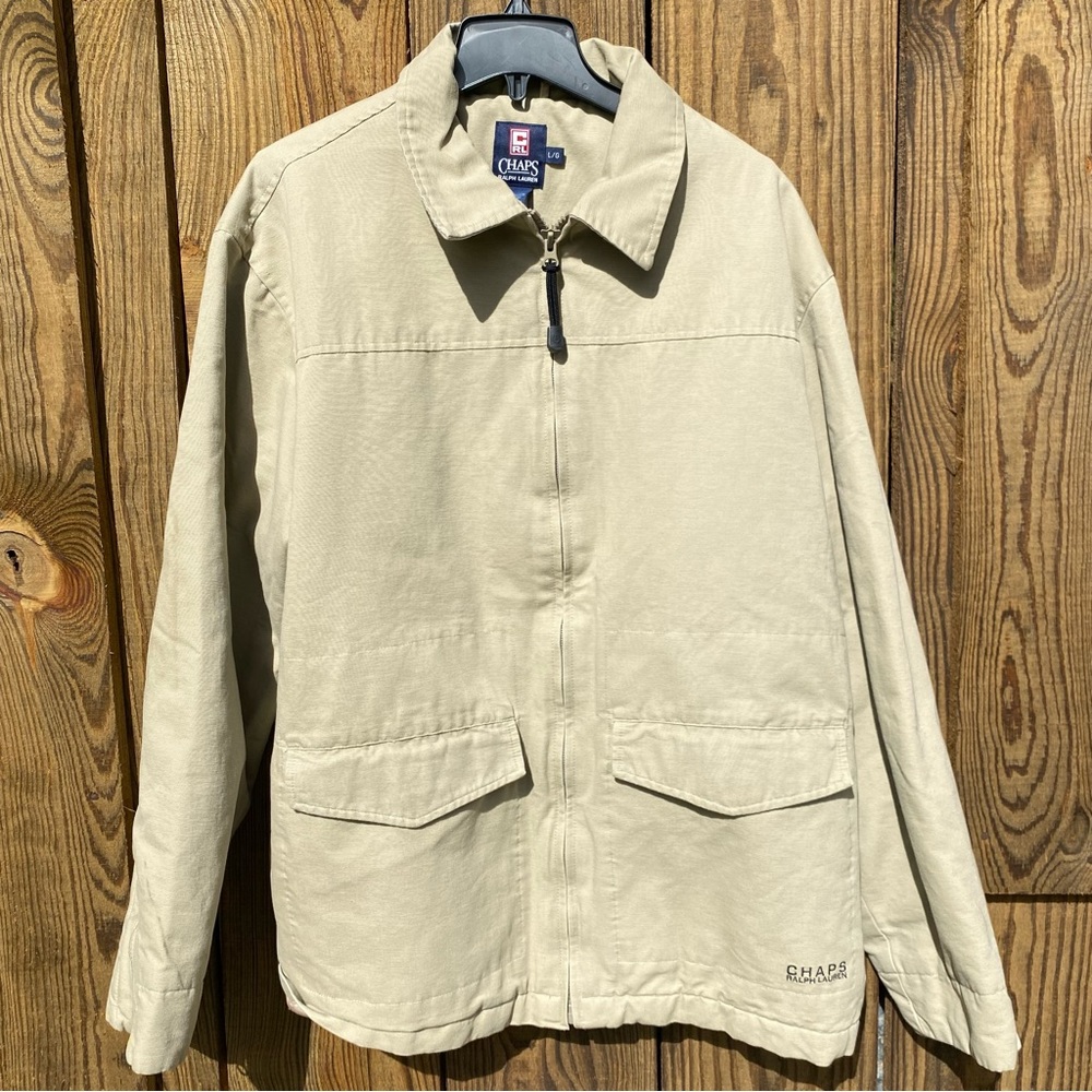 Chaps by Ralph Lauren Men's Large Jacket Khaki 100% Cotton